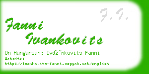 fanni ivankovits business card